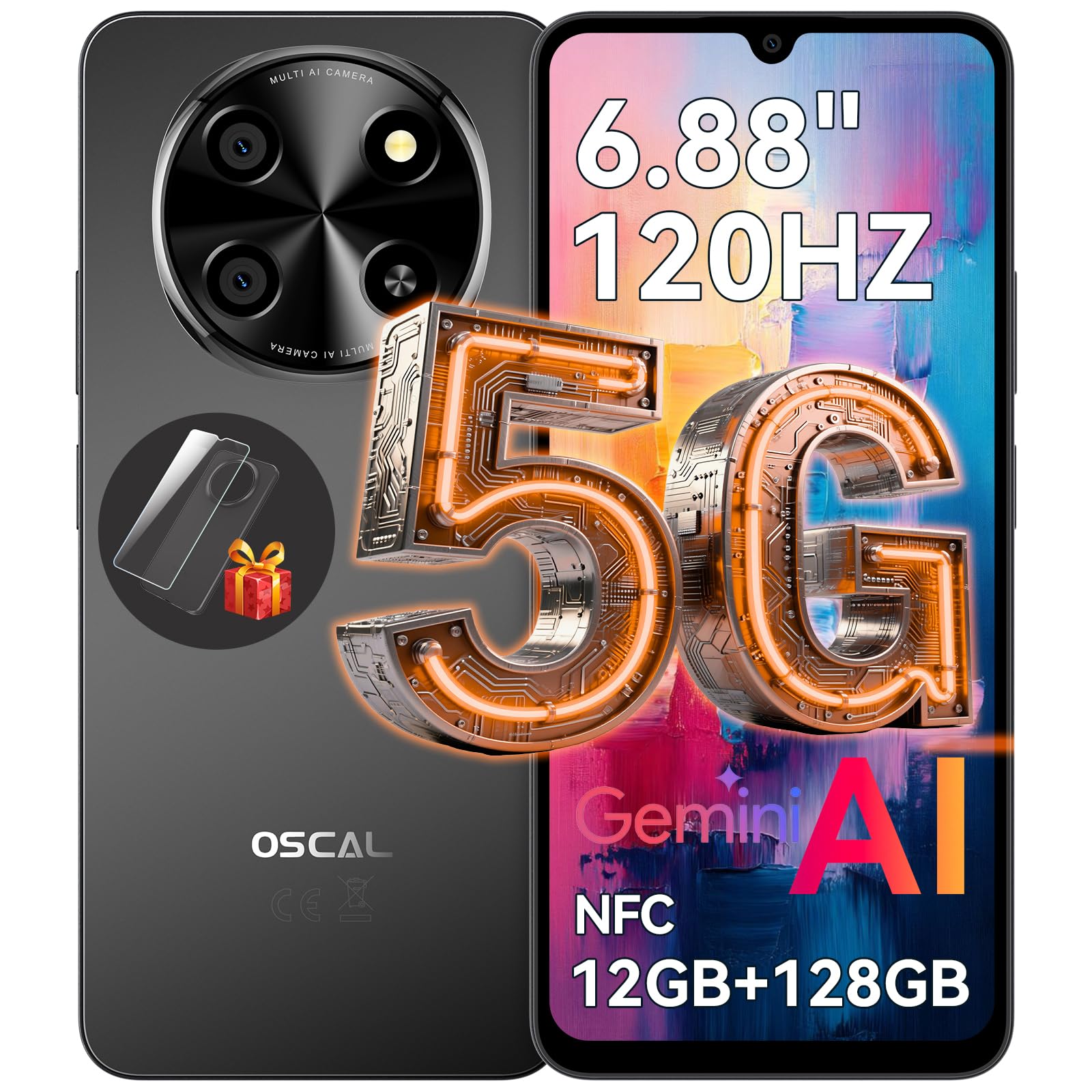 スマートフォン本体 OSCAL TIGER 8 128GB Amazon.com: OSCAL 5G Android Phone, 6.88''HD Unlocked Phones for T